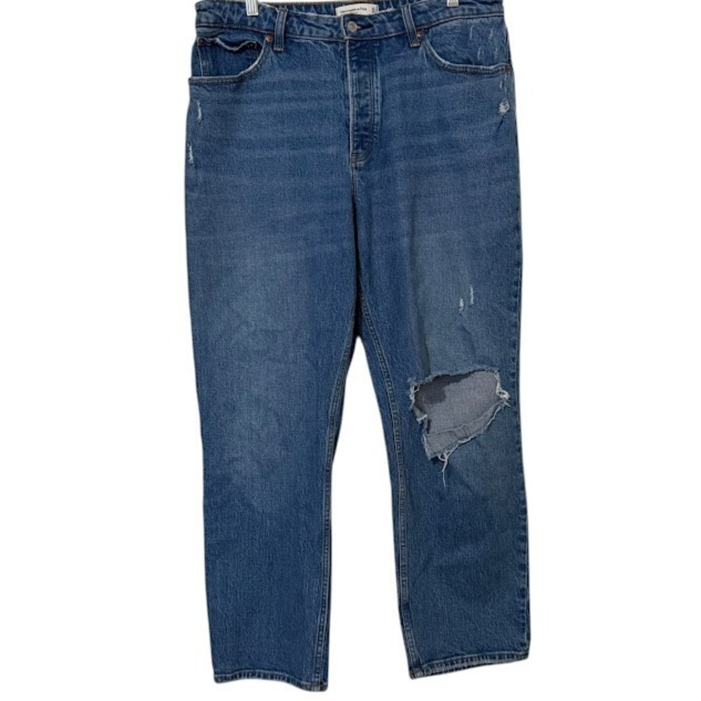 Abercrombie & Fitch Curve‎ Love Dad High Rise Rip Button Fly Jeans 32 / 14 Short